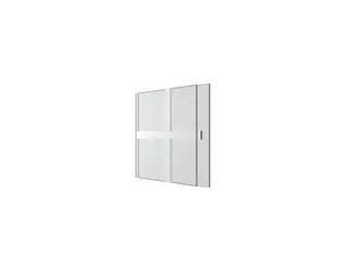 A white sliding door with two panels on each side.