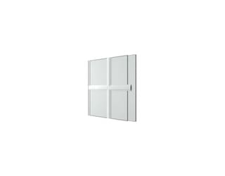 A white sliding door with four panels.