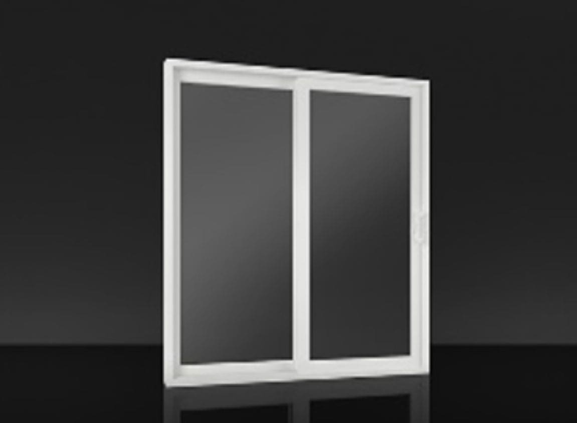 A white window frame with black glass on the outside.