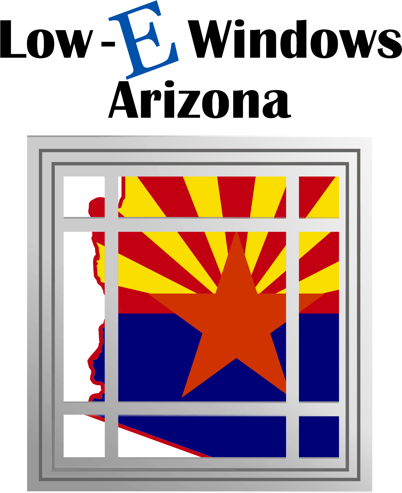 A window with the arizona state flag in it.